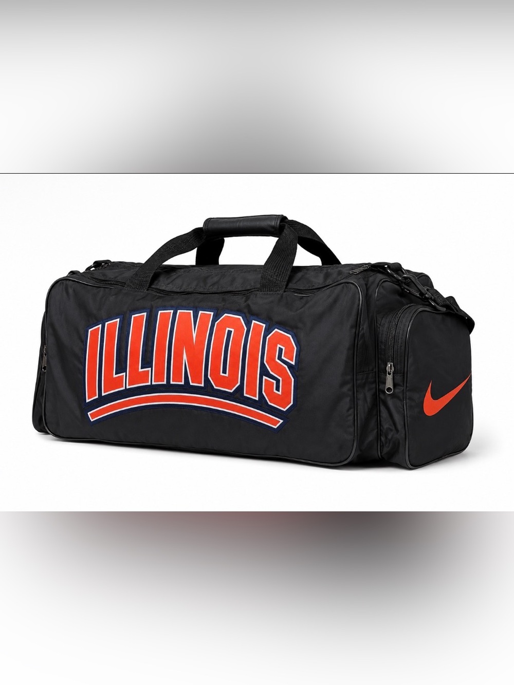 Vintage Nike University of Illinois Fighting Illini Duffel Bag Orange Swoosh
